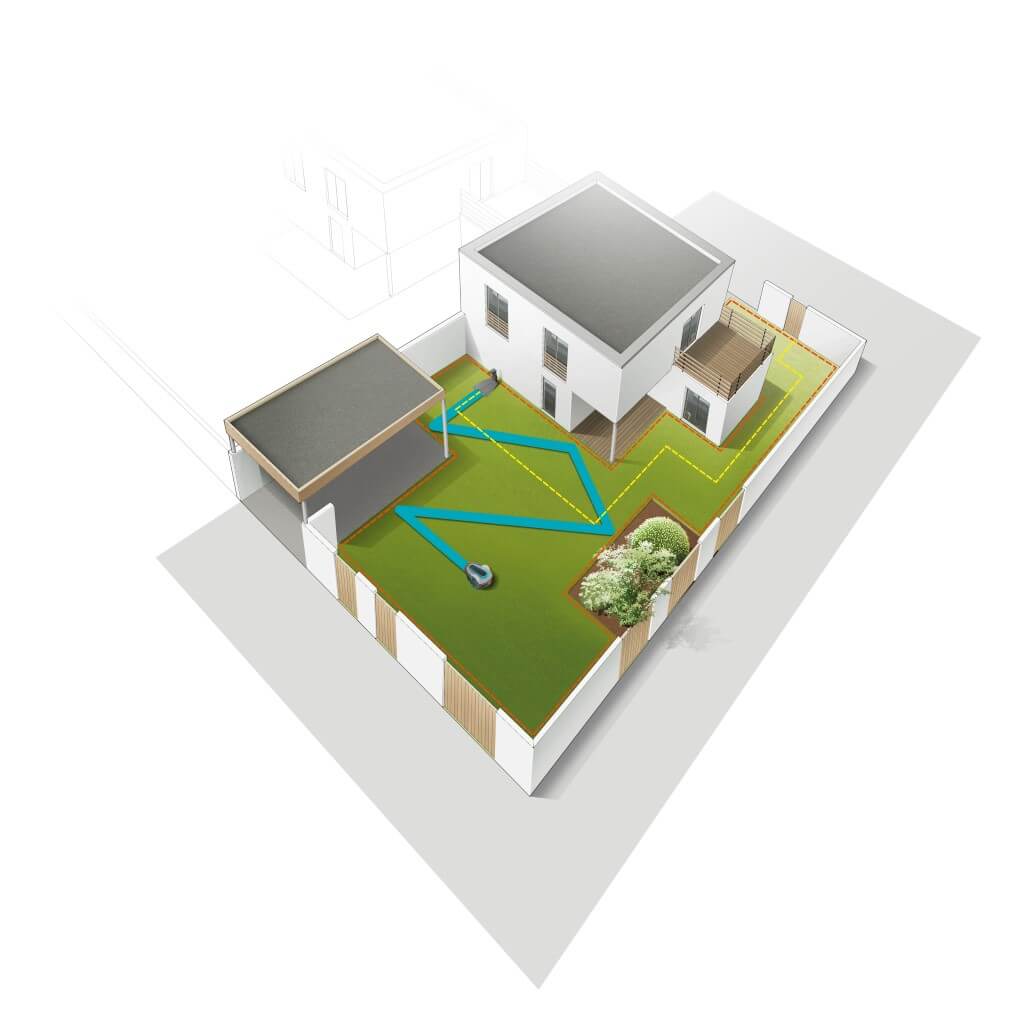 Plan utilisé pour le parcours de la tondeuse robot Gardena Silena.